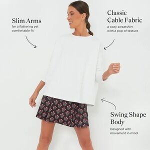 NWT Tuckernuck  Reversible White Ally Swing Sweatshirt Size XS/S